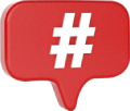 white hashtag sign symbol red speech bubble